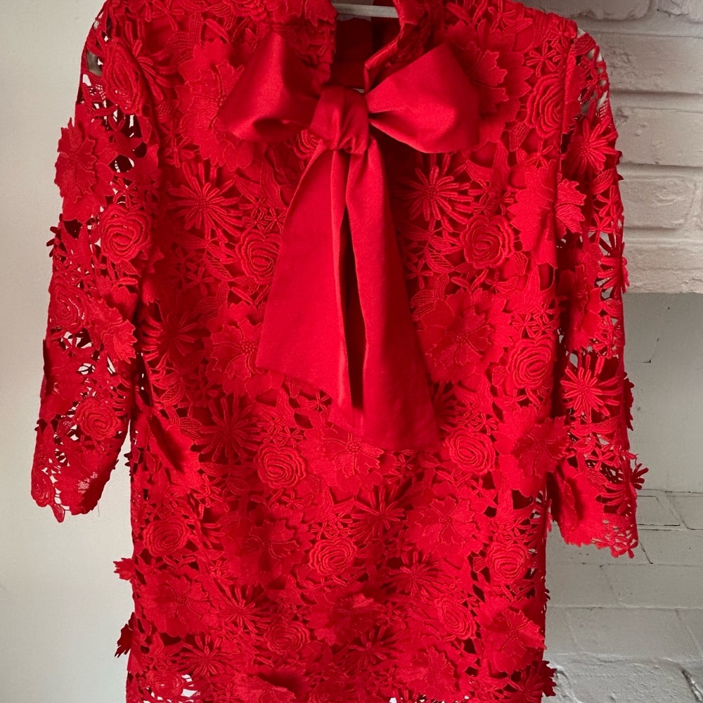 Tuckernuck Red Floral Lace Midi Dress - Picture 3 of 4